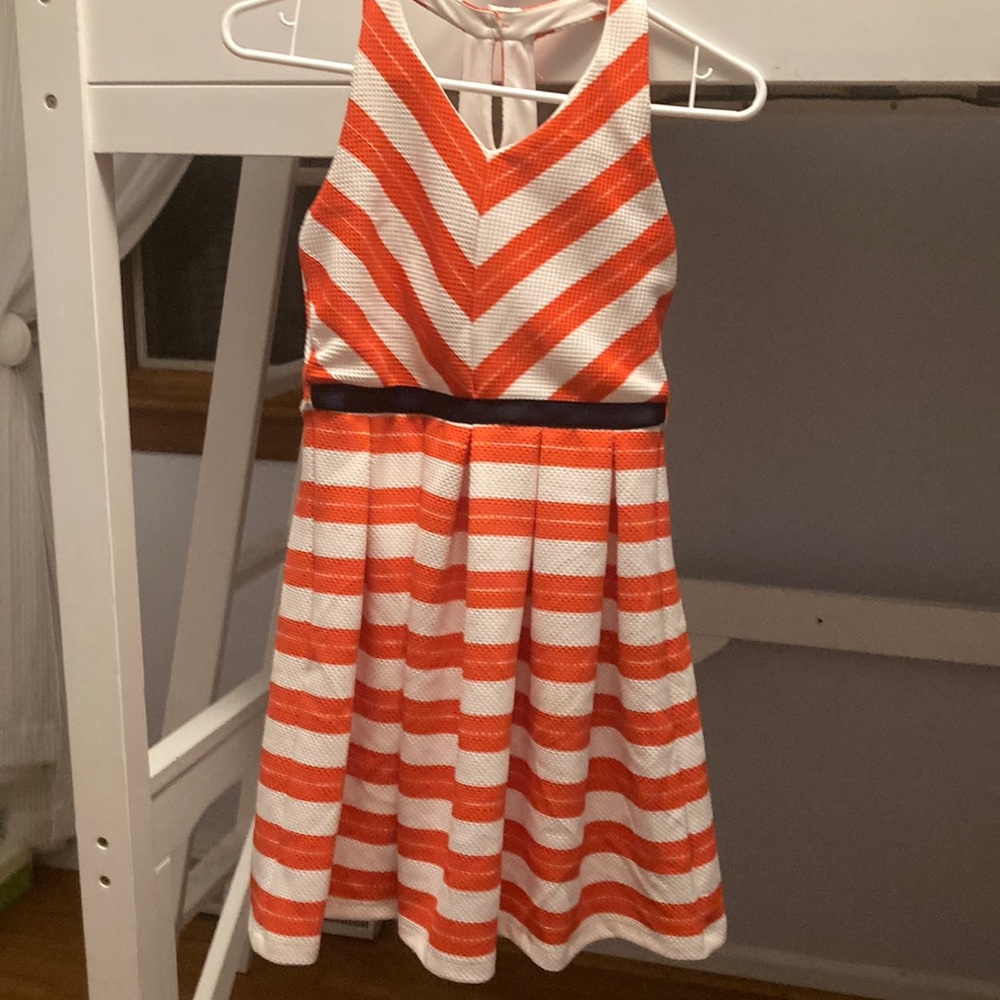 Dex chevron red white and navy halter size 12 dress